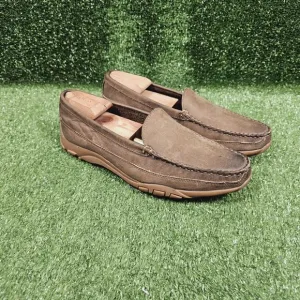 Allen Edmonds Boulder Brown Leather Driving Mocs Slip On Loafers Mens Size 9.5 E