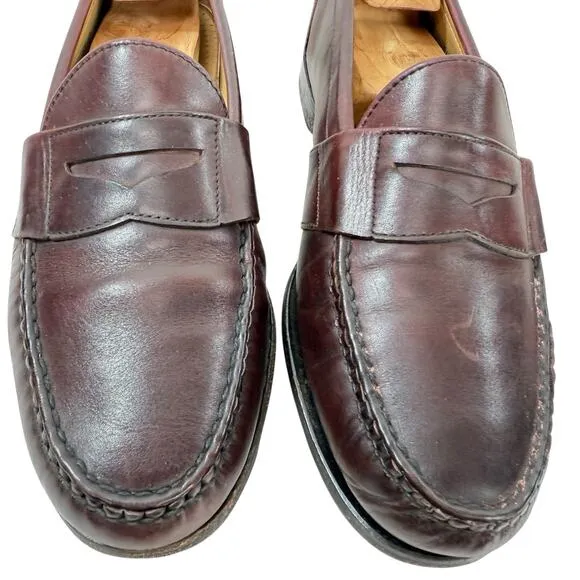 ALLEN EDMONDS Cameron Oxblood Burgundy Leather Penny Loafers Slip-On Size 11 D