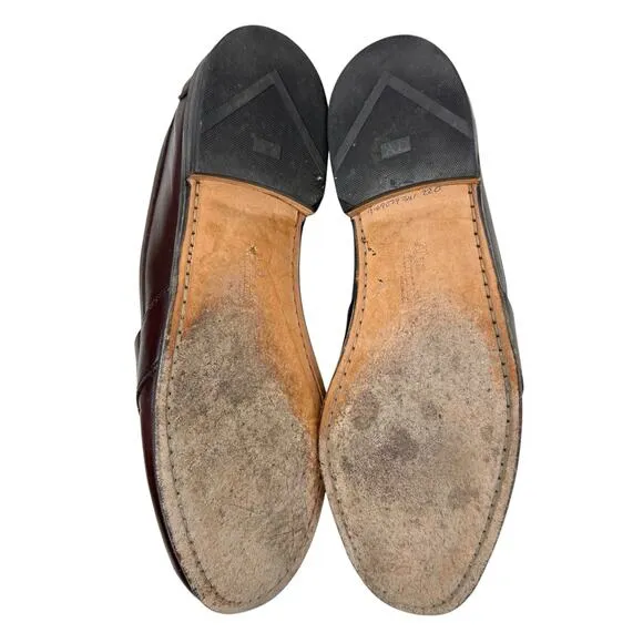 ALLEN EDMONDS Cameron Oxblood Burgundy Leather Penny Loafers Slip-On Size 11 D