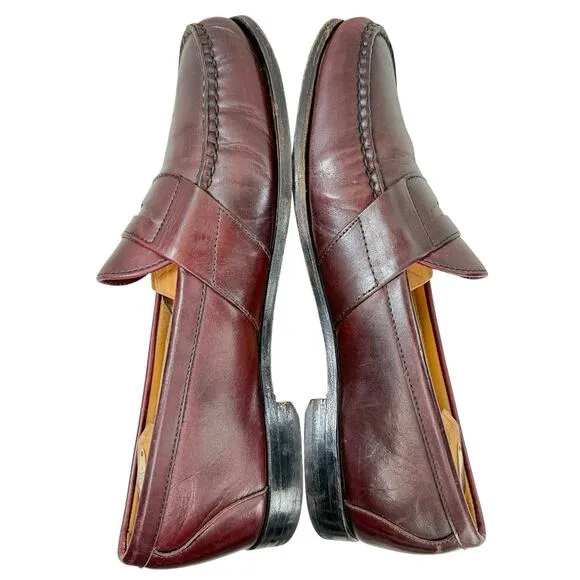 ALLEN EDMONDS Cameron Oxblood Burgundy Leather Penny Loafers Slip-On Size 11 D