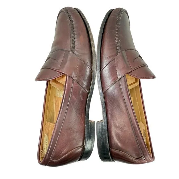 ALLEN EDMONDS Cameron Oxblood Burgundy Leather Penny Loafers Slip-On Size 11 D