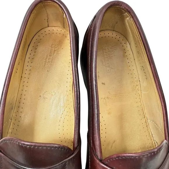 ALLEN EDMONDS Cameron Oxblood Burgundy Leather Penny Loafers Slip-On Size 11 D