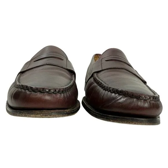 ALLEN EDMONDS Cameron Oxblood Burgundy Leather Penny Loafers Slip-On Size 11 D