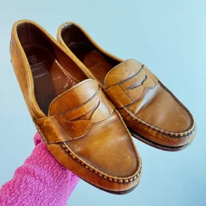 Allen Edmonds Cavanaugh Caramel Brown Leather Penny Loafers Size 13