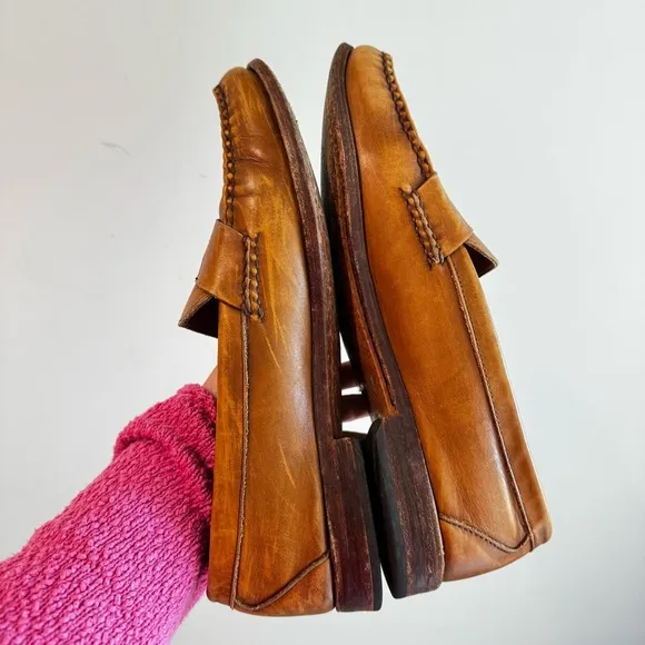 Allen Edmonds Cavanaugh Caramel Brown Leather Penny Loafers Size 13