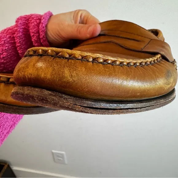 Allen Edmonds Cavanaugh Caramel Brown Leather Penny Loafers Size 13