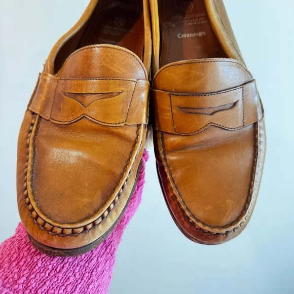 Allen Edmonds Cavanaugh Caramel Brown Leather Penny Loafers Size 13