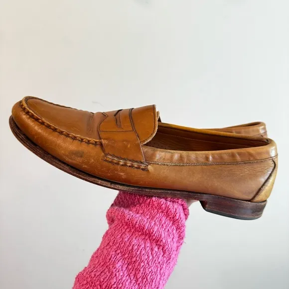 Allen Edmonds Cavanaugh Caramel Brown Leather Penny Loafers Size 13