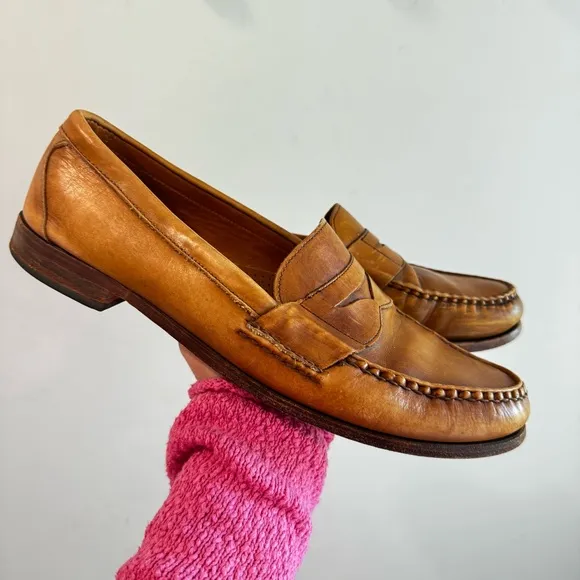 Allen Edmonds Cavanaugh Caramel Brown Leather Penny Loafers Size 13