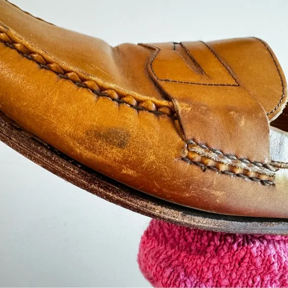 Allen Edmonds Cavanaugh Caramel Brown Leather Penny Loafers Size 13