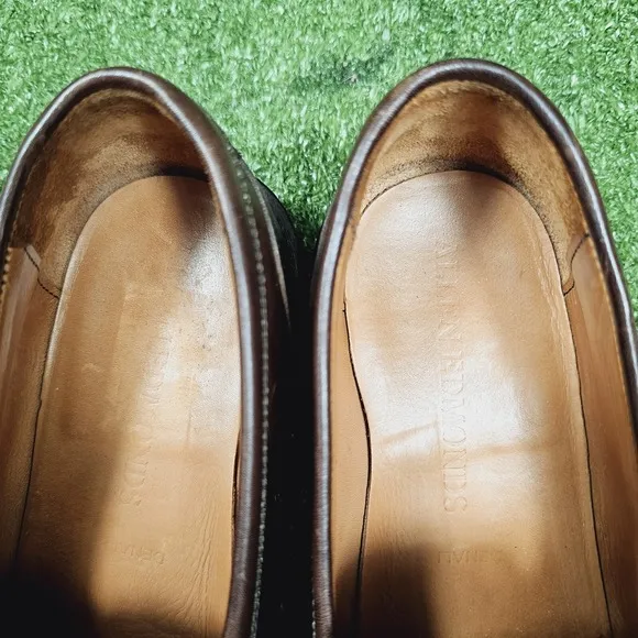 Allen Edmonds Denali Brown Leather Slip On Penny Loafers Split Toe Mens Size 9.5