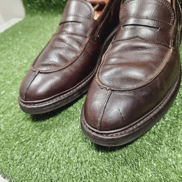 Allen Edmonds Denali Brown Leather Slip On Penny Loafers Split Toe Mens Size 9.5