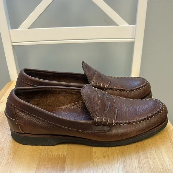 Allen Edmonds Flagstaff Brown Pebbled Leather Penny Loafer Vibram Size 1…