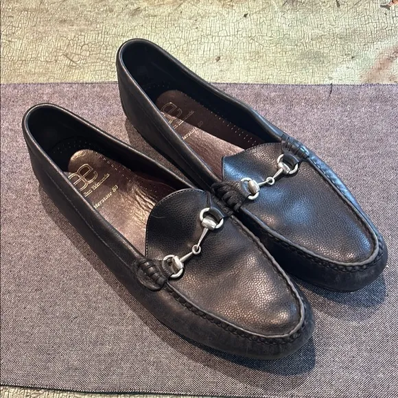 ALLEN EDMONDS Interstate 80 Black Pebbled Leather Horse Bit Driving Loafers 13B
