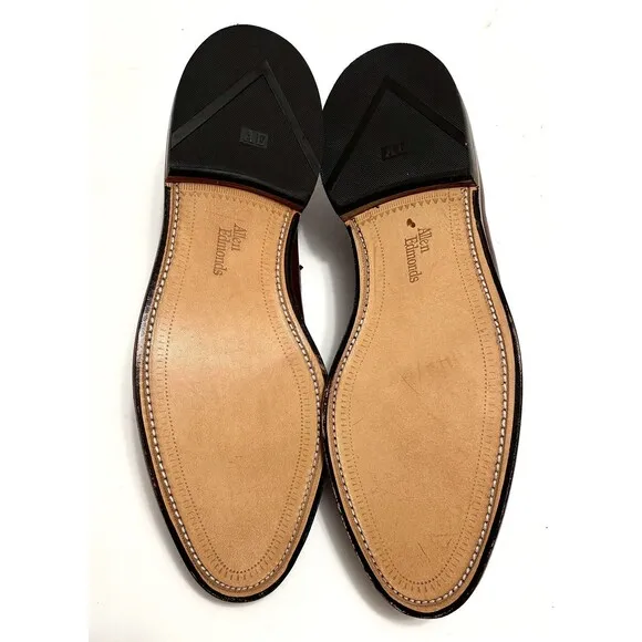 Allen Edmonds Leyland Woven Penny Loafers Split Toe Leather Shoes Brown 9