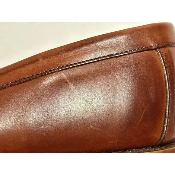 Allen Edmonds Leyland Woven Penny Loafers Split Toe Leather Shoes Brown 9