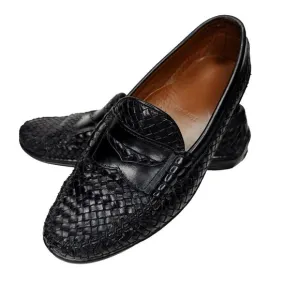 Allen Edmonds Norwalk Woven Black Driver Slip On Driving Loafers Size 9.5 D