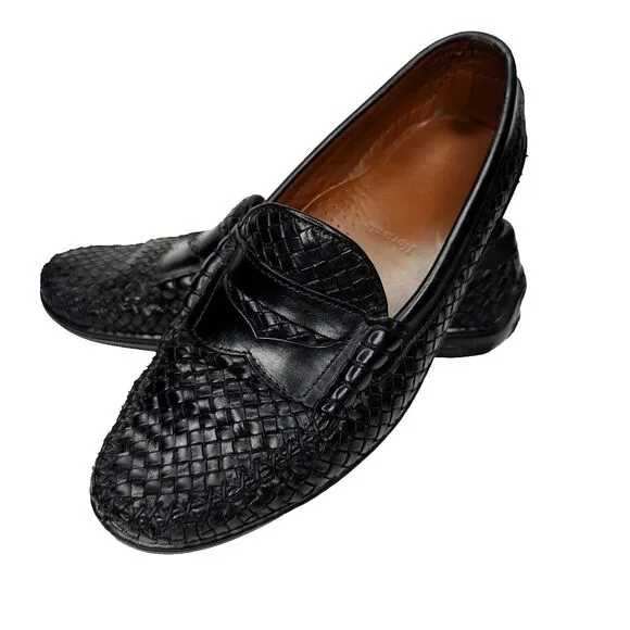 Allen Edmonds Norwalk Woven Black Driver Slip On Driving Loafers Size 9.5 D
