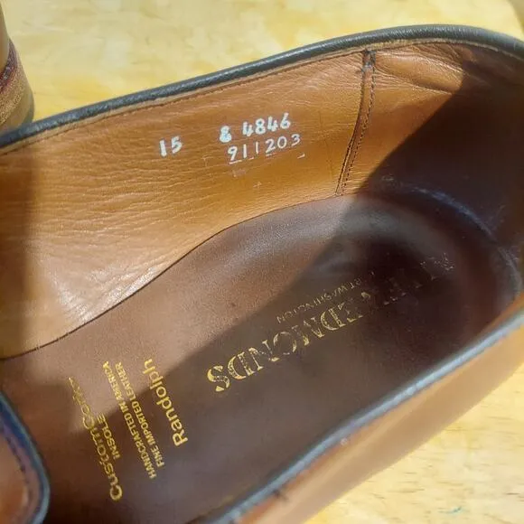 Allen Edmonds Randolph Men's US 15 E Brown Leather Bench Welt Penny Loafers