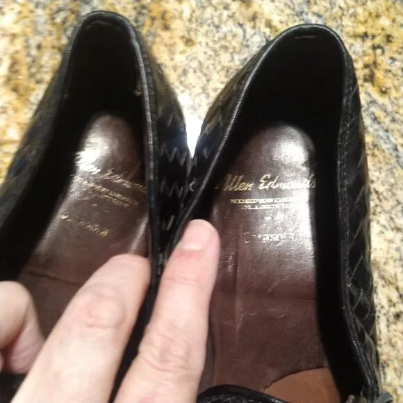 Allen Edmonds Sarasota 1072 Black Leather Weave Penny Loafers Slip On Men's 9.5B