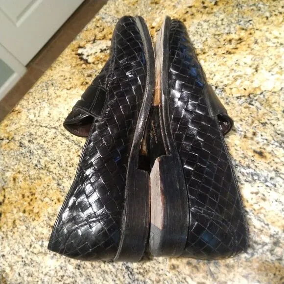Allen Edmonds Sarasota 1072 Black Leather Weave Penny Loafers Slip On Men's 9.5B
