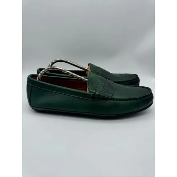 Allen Edmonds Siesta Key Green Leather Penny Loafers Driving Shoes 11 D