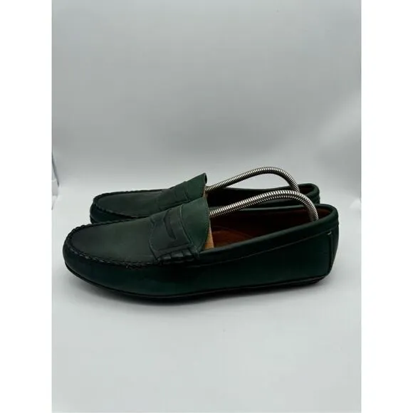 Allen Edmonds Siesta Key Green Leather Penny Loafers Driving Shoes 11 D