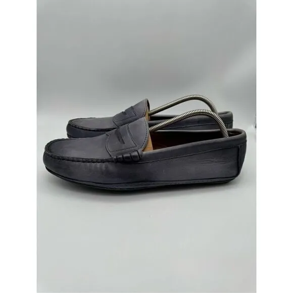 ALLEN EDMONDS Siesta Key Navy Blue Leather Slip On Driving Loafers Size 11 D