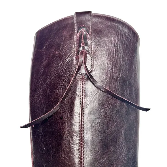 Allens | Women | Solid Cherry Leather Western Tassel Mid Calf Boots | Size 6.5 B