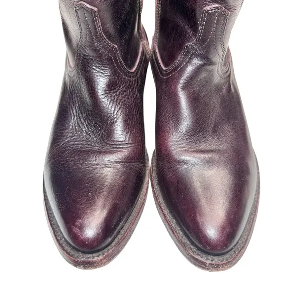 Allens | Women | Solid Cherry Leather Western Tassel Mid Calf Boots | Size 6.5 B