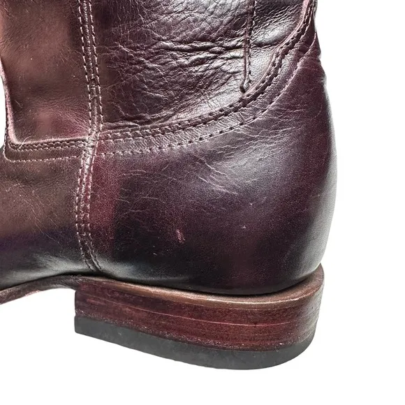 Allens | Women | Solid Cherry Leather Western Tassel Mid Calf Boots | Size 6.5 B