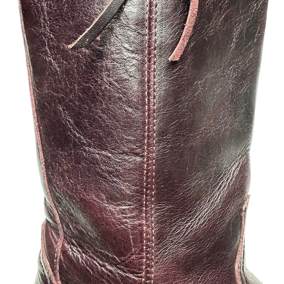 Allens | Women | Solid Cherry Leather Western Tassel Mid Calf Boots | Size 6.5 B