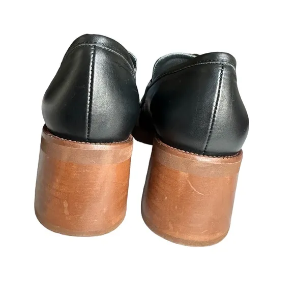 Alohas Block Heel Roxanne Black Leather Loafers