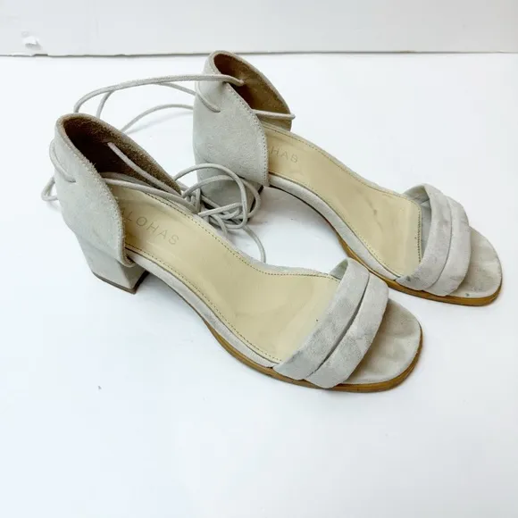 ALOHAS | Dakota Suede Lace Up Sandals in Ice White