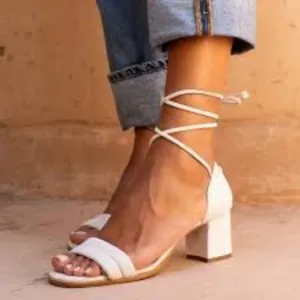 ALOHAS | Dakota Suede Lace Up Sandals in Ice White