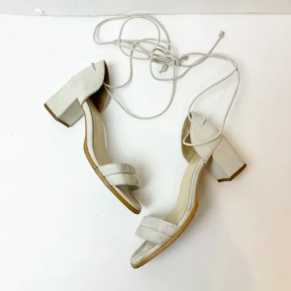 ALOHAS | Dakota Suede Lace Up Sandals in Ice White
