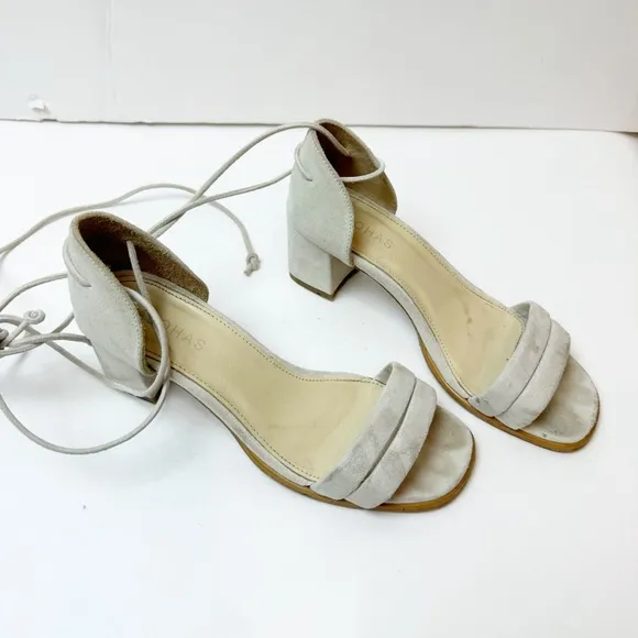 ALOHAS | Dakota Suede Lace Up Sandals in Ice White