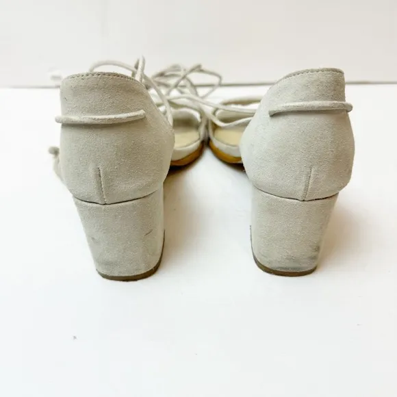 ALOHAS | Dakota Suede Lace Up Sandals in Ice White