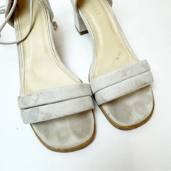 ALOHAS | Dakota Suede Lace Up Sandals in Ice White