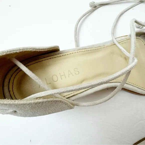 ALOHAS | Dakota Suede Lace Up Sandals in Ice White
