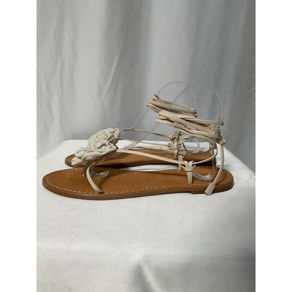 Alohas 'Jakara' Beige Leather Sandals Size 9