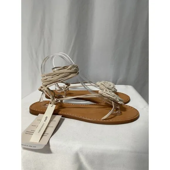 Alohas 'Jakara' Beige Leather Sandals Size 9