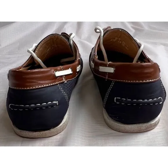 Amali Men’s Driving Moccasin Perforated Navy Brown Cushioned Foot Loafers Sz 10