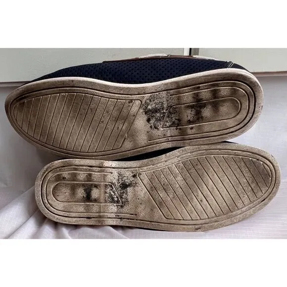 Amali Men’s Driving Moccasin Perforated Navy Brown Cushioned Foot Loafers Sz 10