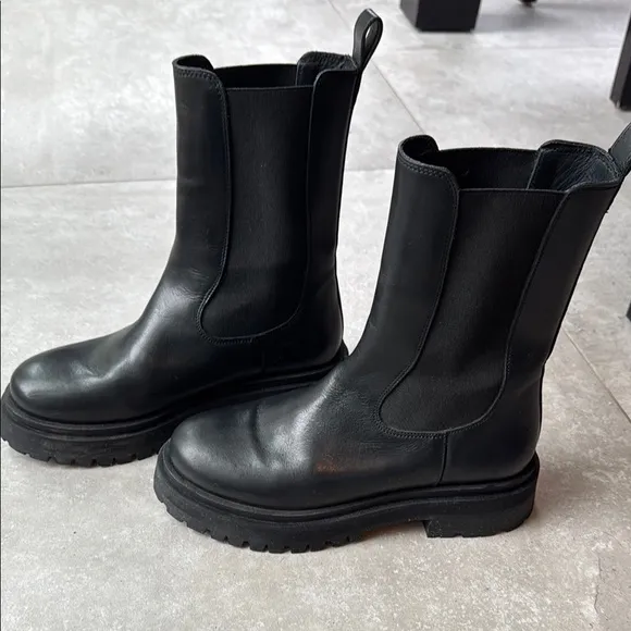 &amp; Other Stories Black Combat Moto Boots with Chunky Soles worn twice like new!!!