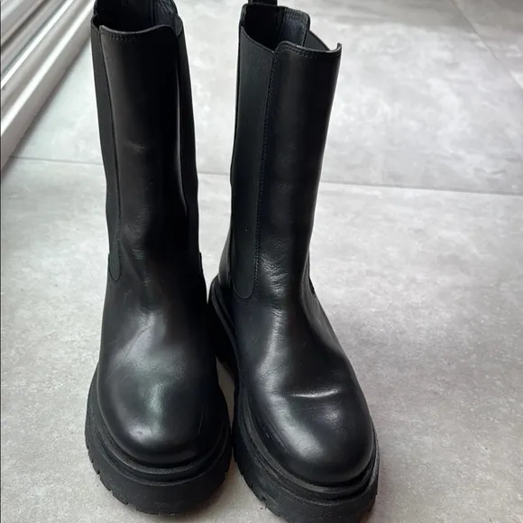 &amp; Other Stories Black Combat Moto Boots with Chunky Soles worn twice like new!!!