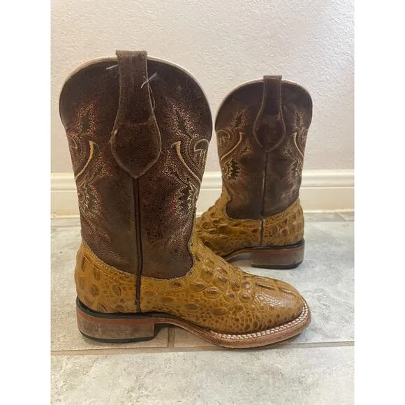 &quot;&quot;Cruzalta Brown Faux Aligator Skin Cowboy Boots Kids Size 19 1/2&quot;&quot;