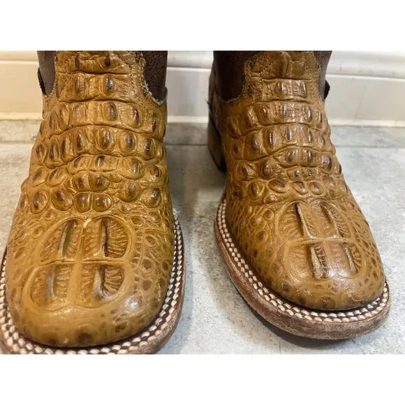 &quot;&quot;Cruzalta Brown Faux Aligator Skin Cowboy Boots Kids Size 19 1/2&quot;&quot;