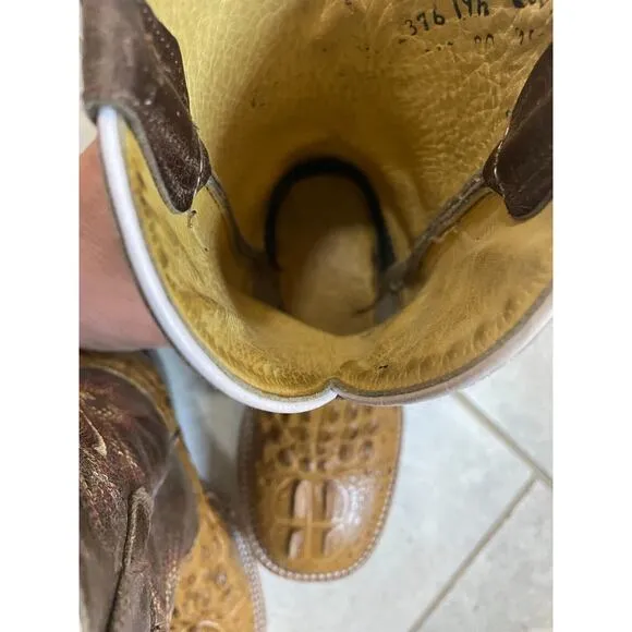 &quot;&quot;Cruzalta Brown Faux Aligator Skin Cowboy Boots Kids Size 19 1/2&quot;&quot;