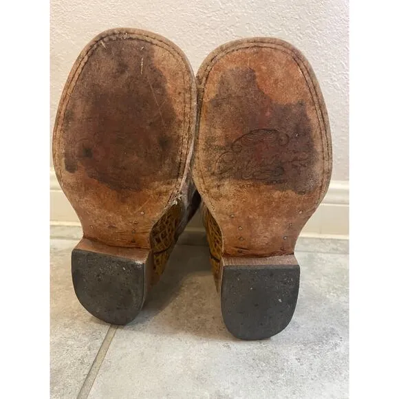 &quot;&quot;Cruzalta Brown Faux Aligator Skin Cowboy Boots Kids Size 19 1/2&quot;&quot;